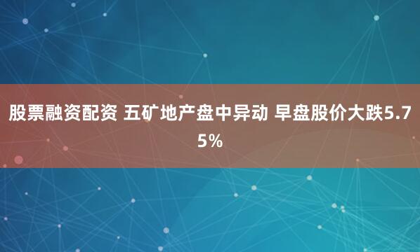 股票融资配资 五矿地产盘中异动 早盘股价大跌5.75%